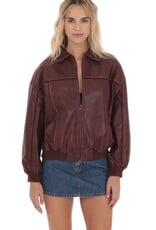Lucy In The Sky Faux Leather Bomber Jacket