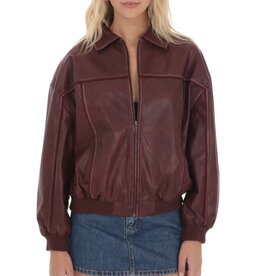 Lucy In The Sky Faux Leather Bomber Jacket