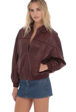 Lucy In The Sky Faux Leather Bomber Jacket