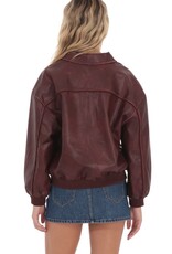 Lucy In The Sky Faux Leather Bomber Jacket