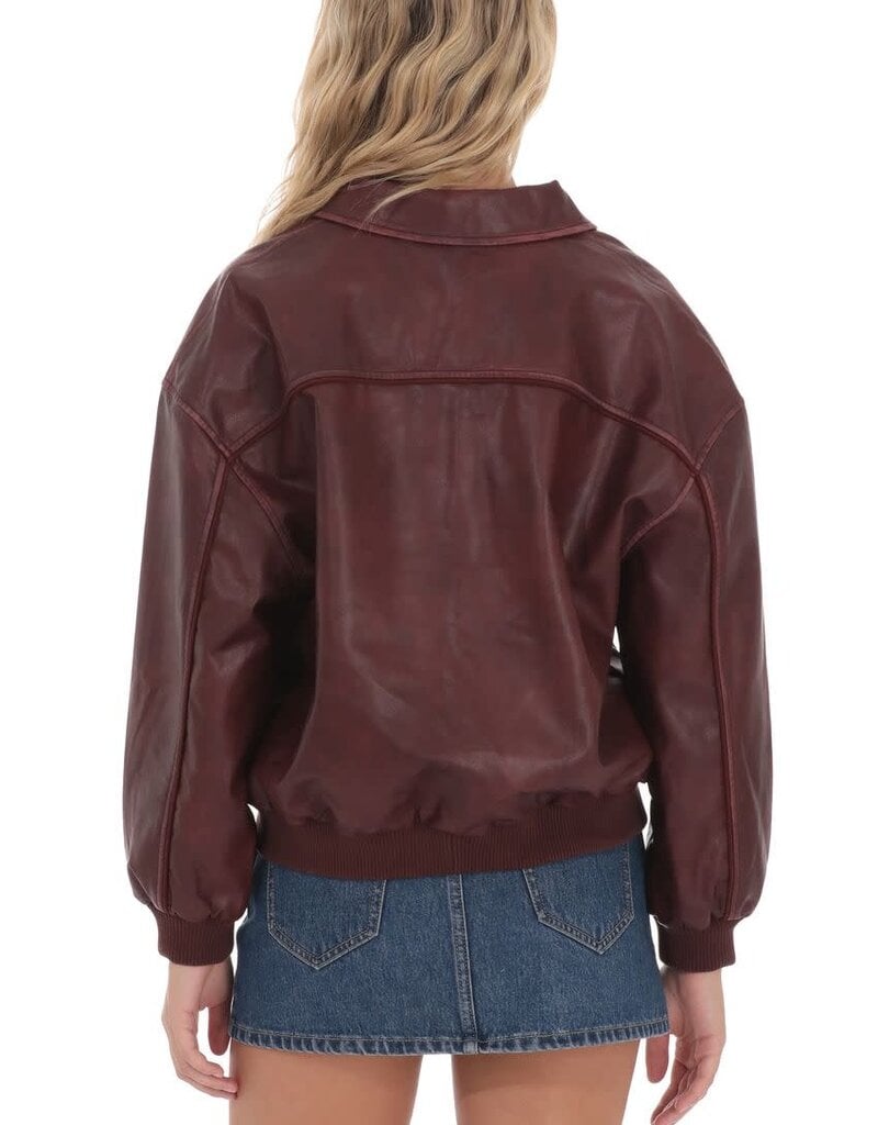 Lucy In The Sky Faux Leather Bomber Jacket