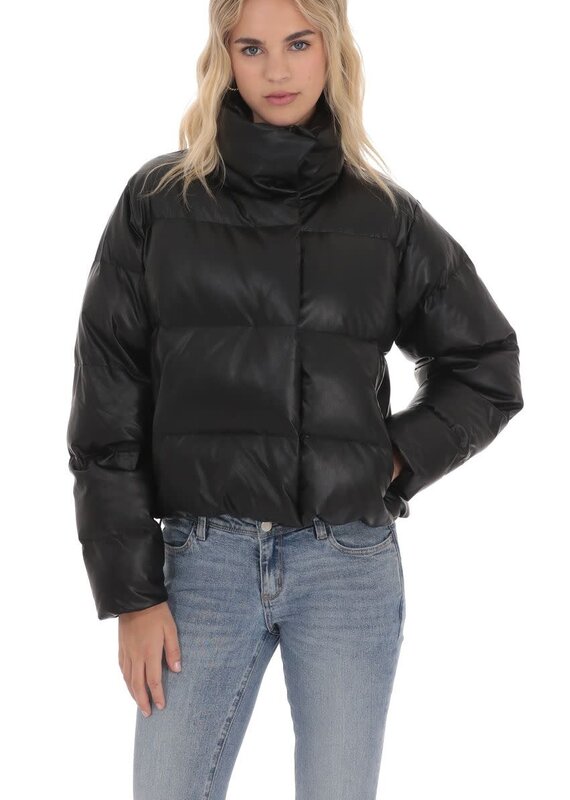 Lucy In The Sky Faux Leather Puffer Jacket