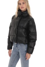 Lucy In The Sky Faux Leather Puffer Jacket