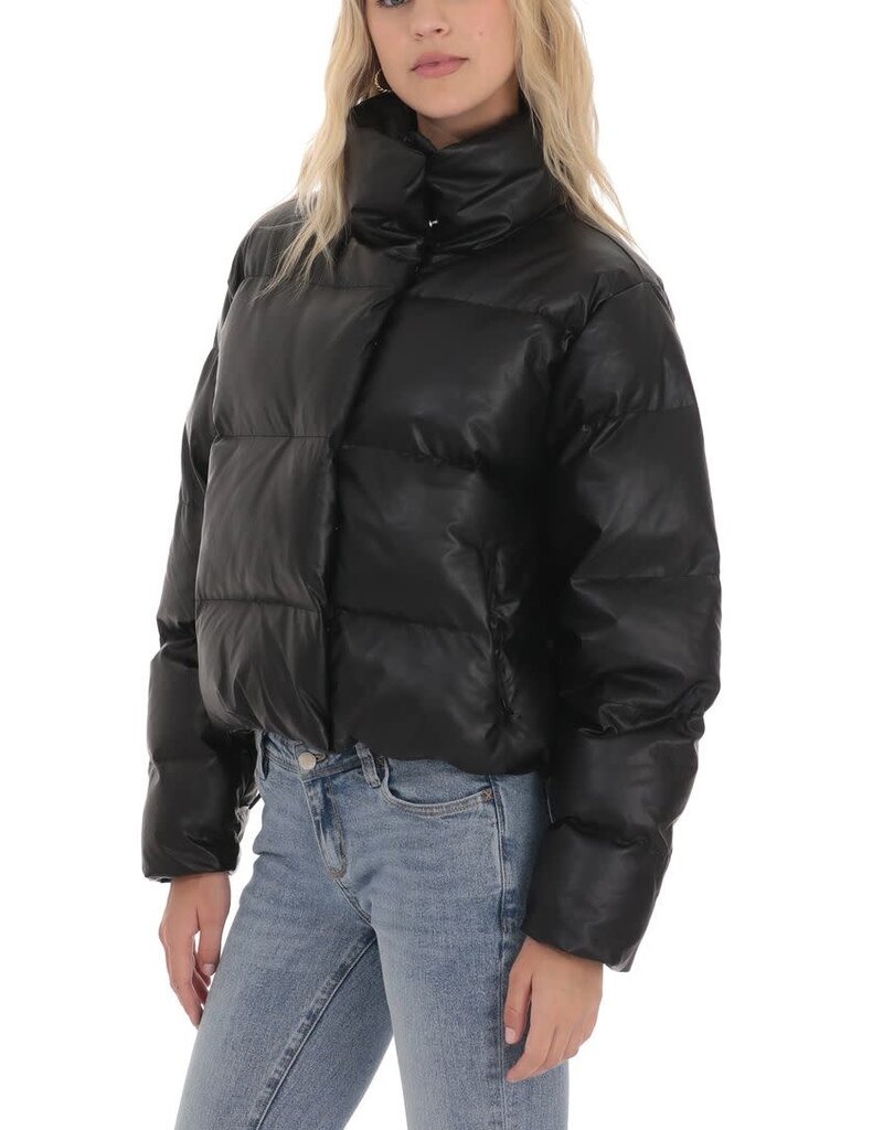 Lucy In The Sky Faux Leather Puffer Jacket