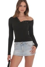 Lucy In The Sky Ribbed Off Shoulder Top
