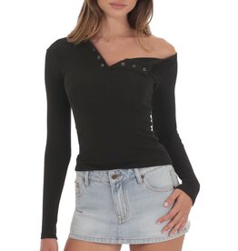 Lucy In The Sky Ribbed Off Shoulder Top