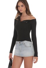 Lucy In The Sky Ribbed Off Shoulder Top
