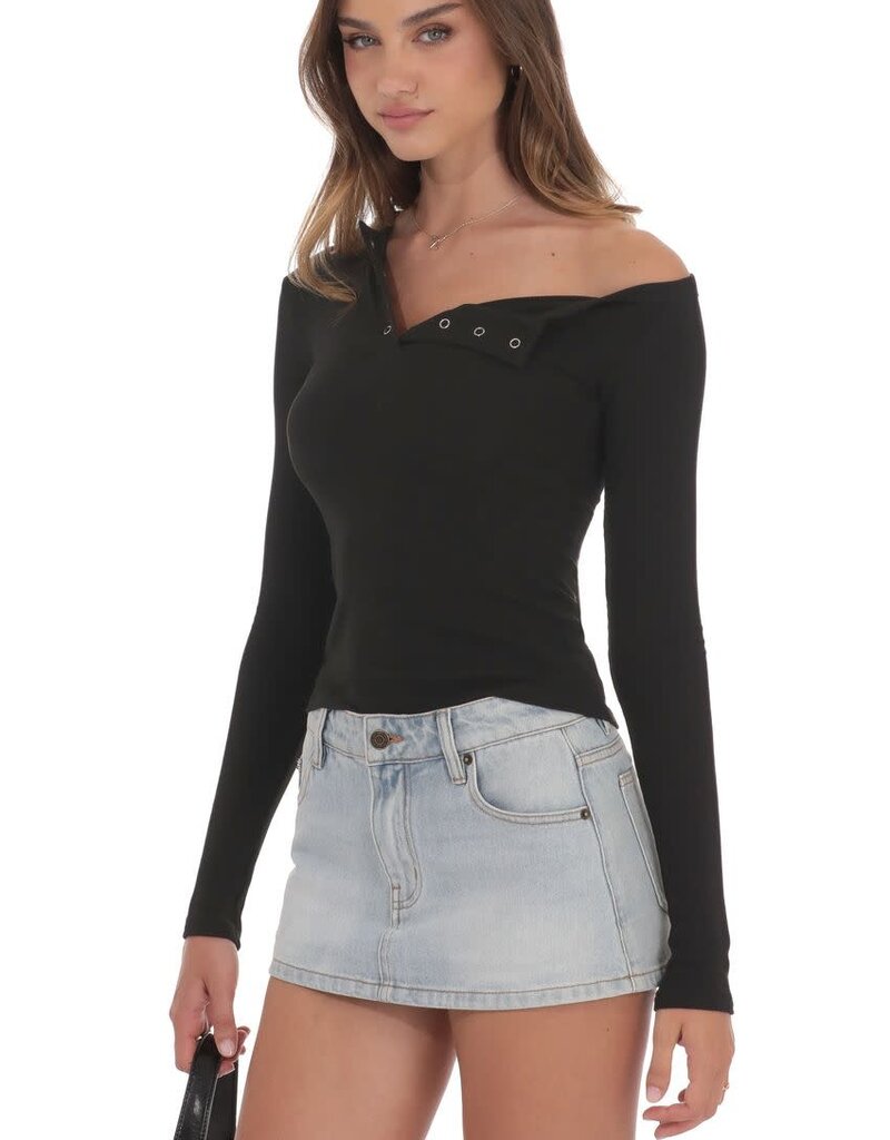 Lucy In The Sky Ribbed Off Shoulder Top
