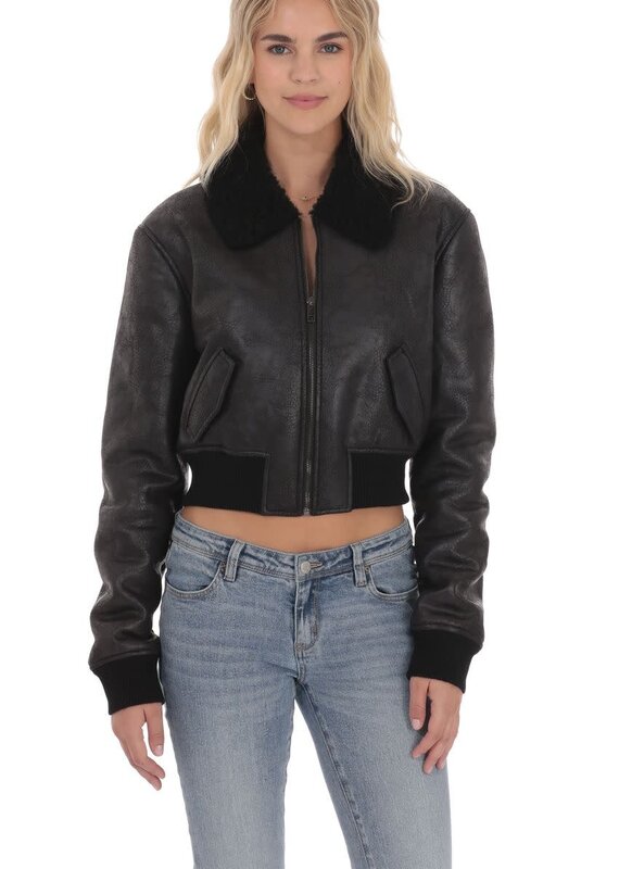 Lucy In The Sky Sherpa Washed Faux Leather Jacket