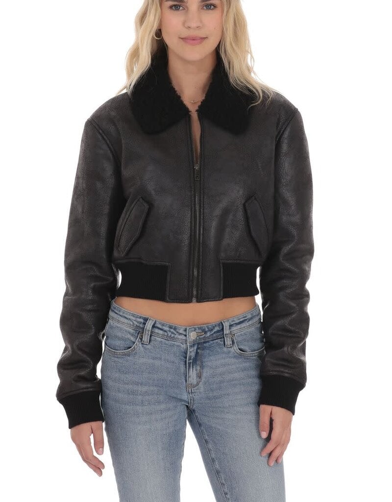 Lucy In The Sky Sherpa Washed Faux Leather Jacket