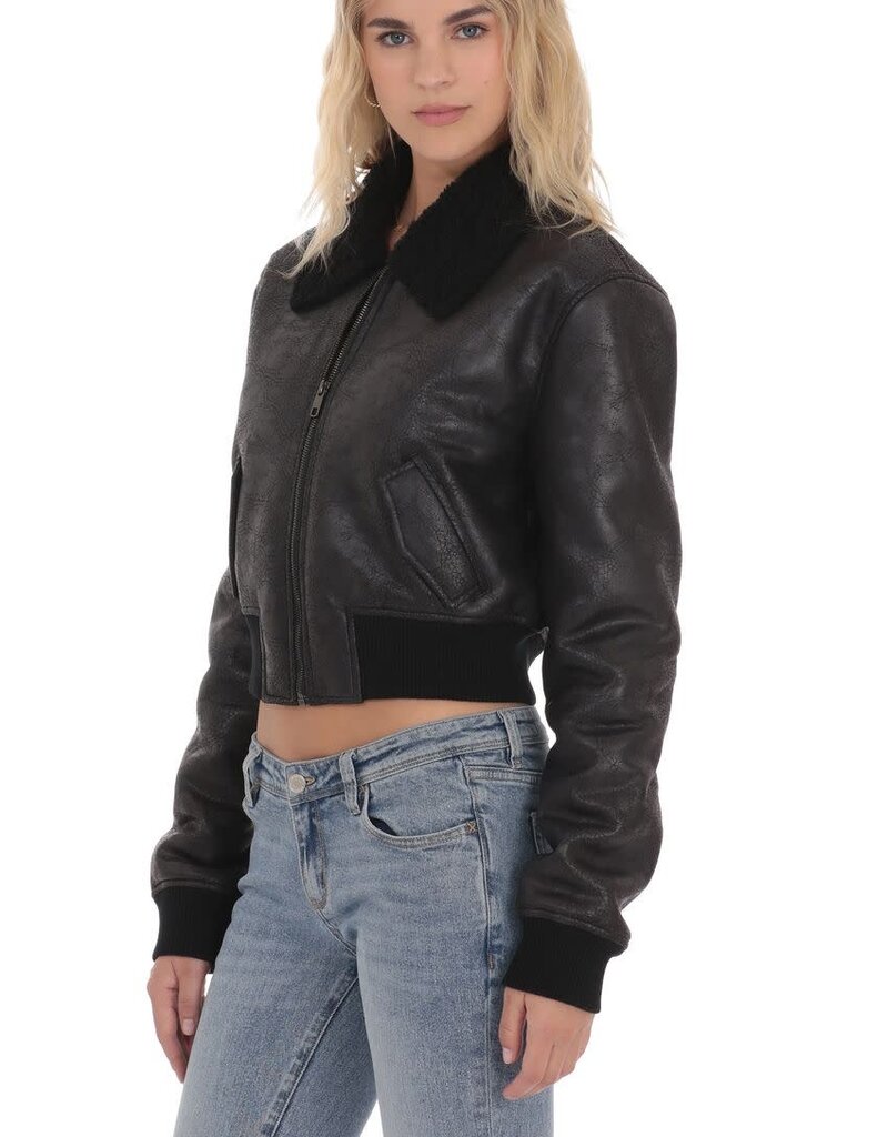 Lucy In The Sky Sherpa Washed Faux Leather Jacket