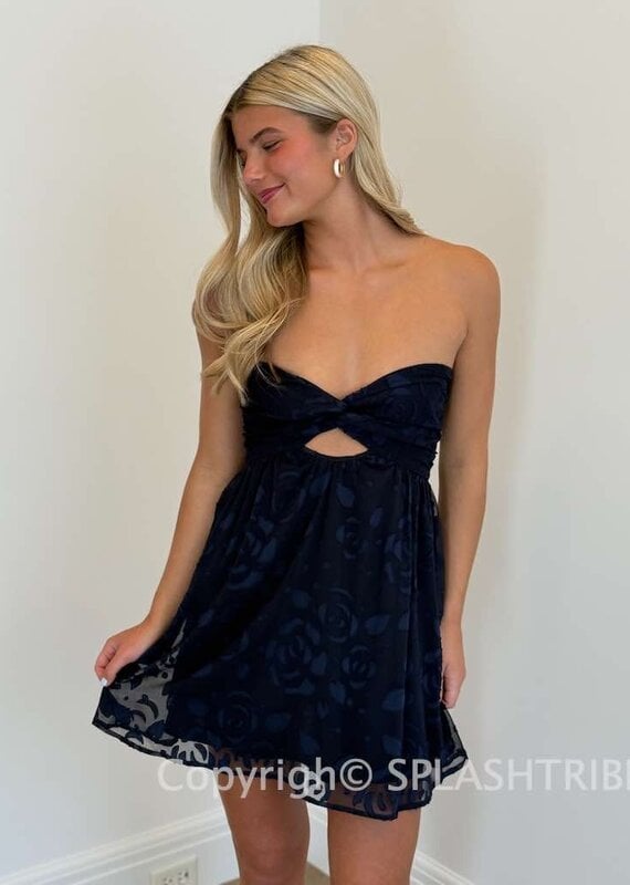 Lucy In The Sky Floral Strapless Babydoll Mini Dress