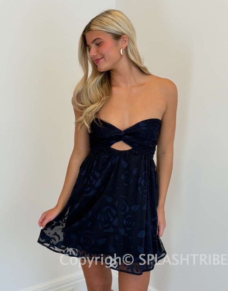 Lucy In The Sky Floral Strapless Babydoll Mini Dress