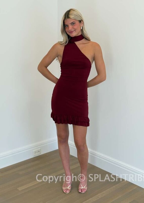 Lucy In The Sky Scarf Halter Ruffle Mini Dress