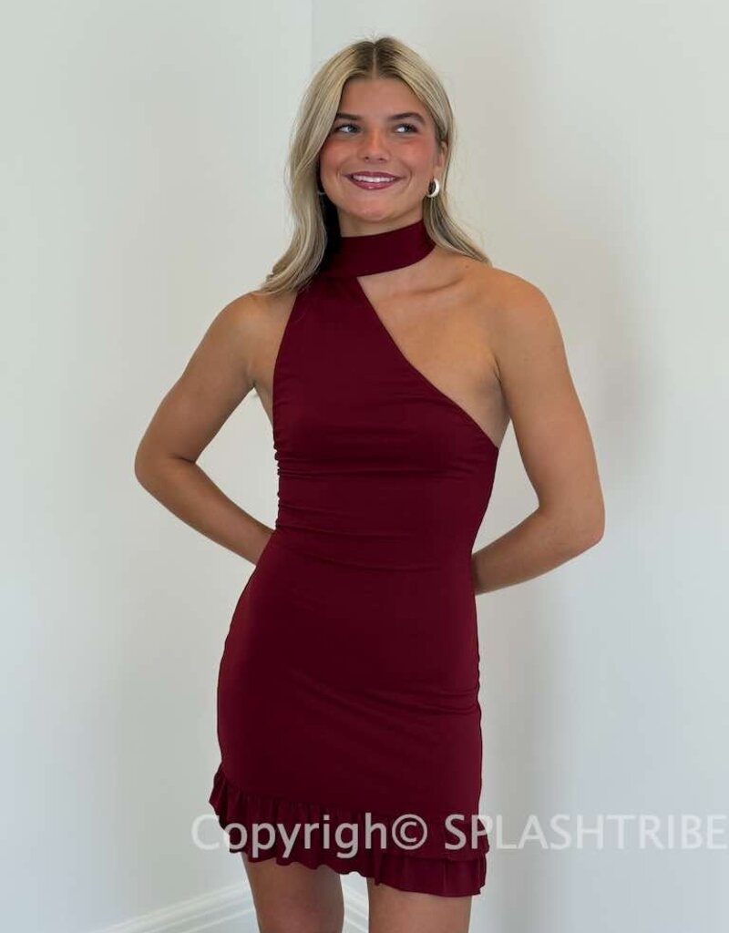 Lucy In The Sky Scarf Halter Ruffle Mini Dress