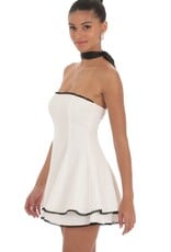 Lucy In The Sky Satin Scarf Strapless Mini Dress