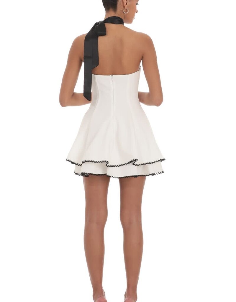 Lucy In The Sky Satin Scarf Strapless Mini Dress