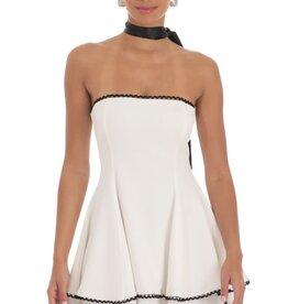 Lucy In The Sky Satin Scarf Strapless Mini Dress