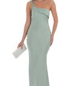 Lucy In The Sky Satin One Shoulder Tassel Maxi Dress