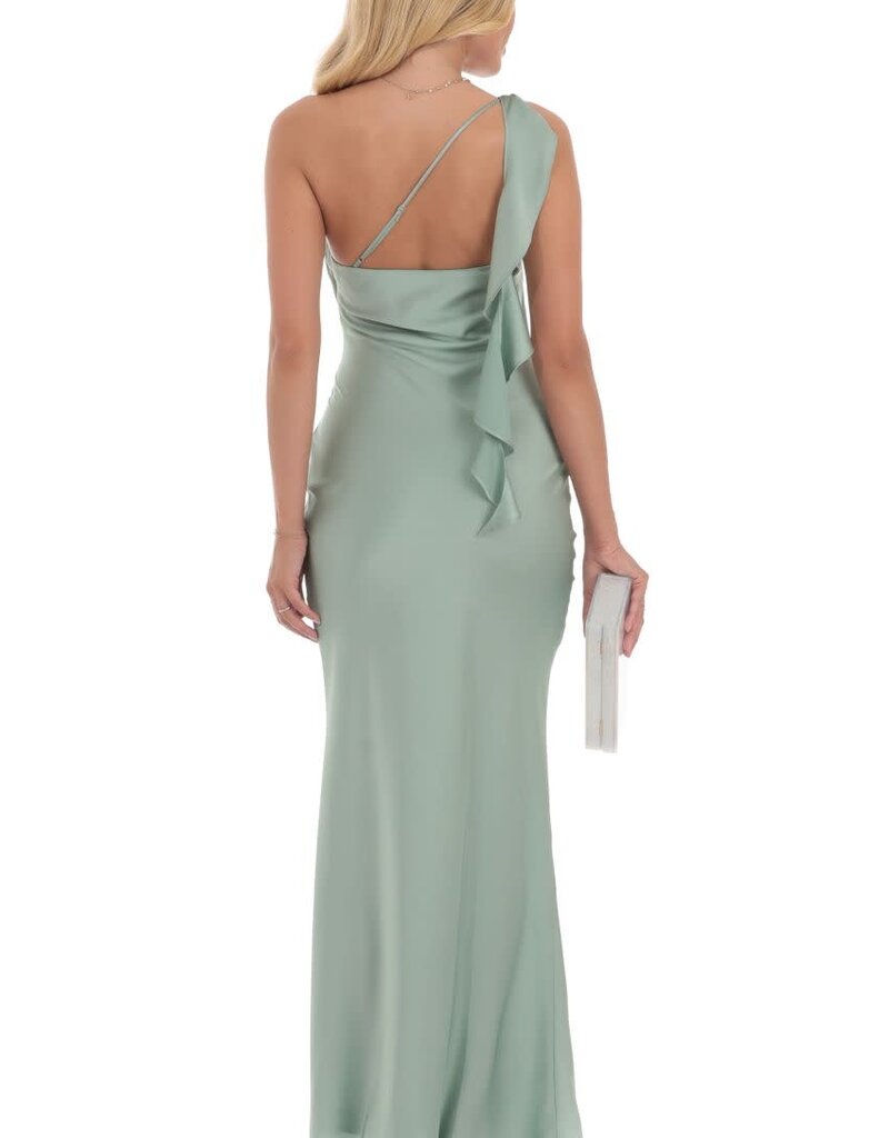 Lucy In The Sky Satin One Shoulder Tassel Maxi Dress