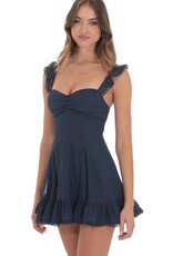 Lucy In The Sky Shimmer Ruffle Fit and Flare Mini Dress