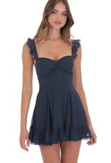 Lucy In The Sky Shimmer Ruffle Fit and Flare Mini Dress