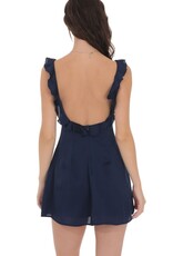 Lucy In The Sky Satin Ruffle V Neck Mini Dress