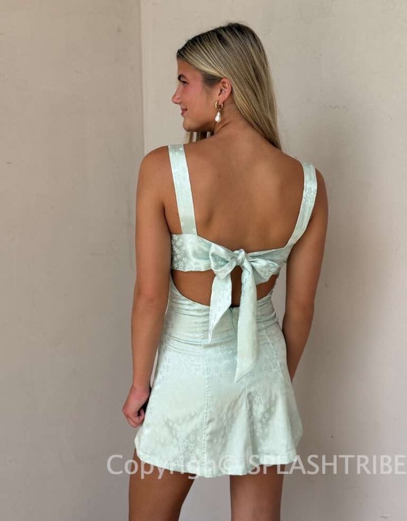 Lucy In The Sky Jacquard Back Bow Bodycon Mini Dress