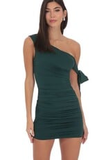 Lucy In The Sky Off shoulder Shimmer Tie Mini Dress