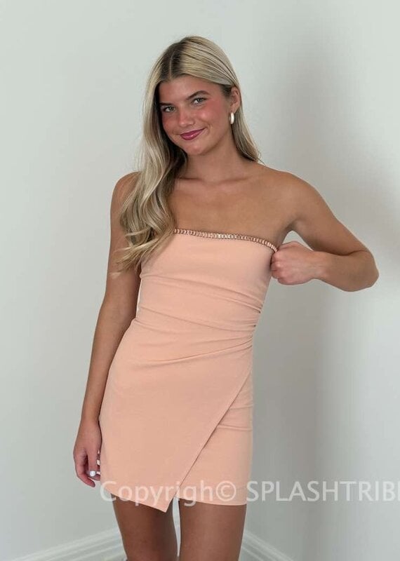 Lucy In The Sky Strapless Rhinestone Bodycon Dress