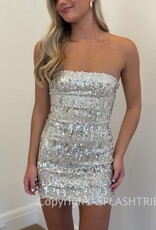 Lucy In The Sky Two Toned Sequin Strapless Bodycon Mini Dress