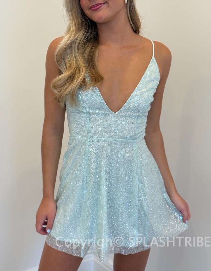 Lucy In The Sky Sequin Glitter A Line Mini Dress