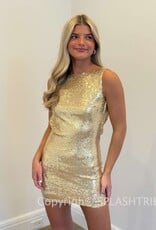 Lucy In The Sky Sequin High Neck Open Back Mini Dress