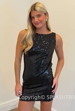 Lucy In The Sky Sequin High Neck Open Back Mini Dress