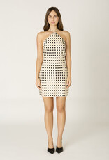 Satin Halter Polka Dot Tie Back Mini Dress