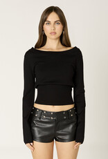 Ribbed Knit Off Shoulder Fitted Waist Sweater