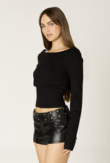 Ribbed Knit Off Shoulder Fitted Waist Sweater