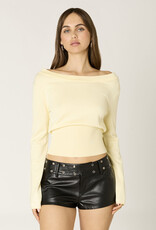 Ribbed Knit Off Shoulder Fitted Waist Sweater