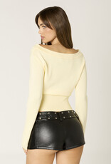 Ribbed Knit Off Shoulder Fitted Waist Sweater