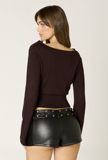 Ribbed Knit Off Shoulder Fitted Waist Sweater