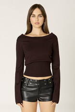 Ribbed Knit Off Shoulder Fitted Waist Sweater