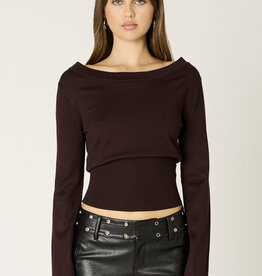 Ribbed Knit Off Shoulder Fitted Waist Sweater