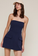Front Pocket A Line Strapless Mini Dress
