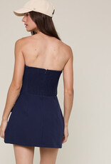 Front Pocket A Line Strapless Mini Dress