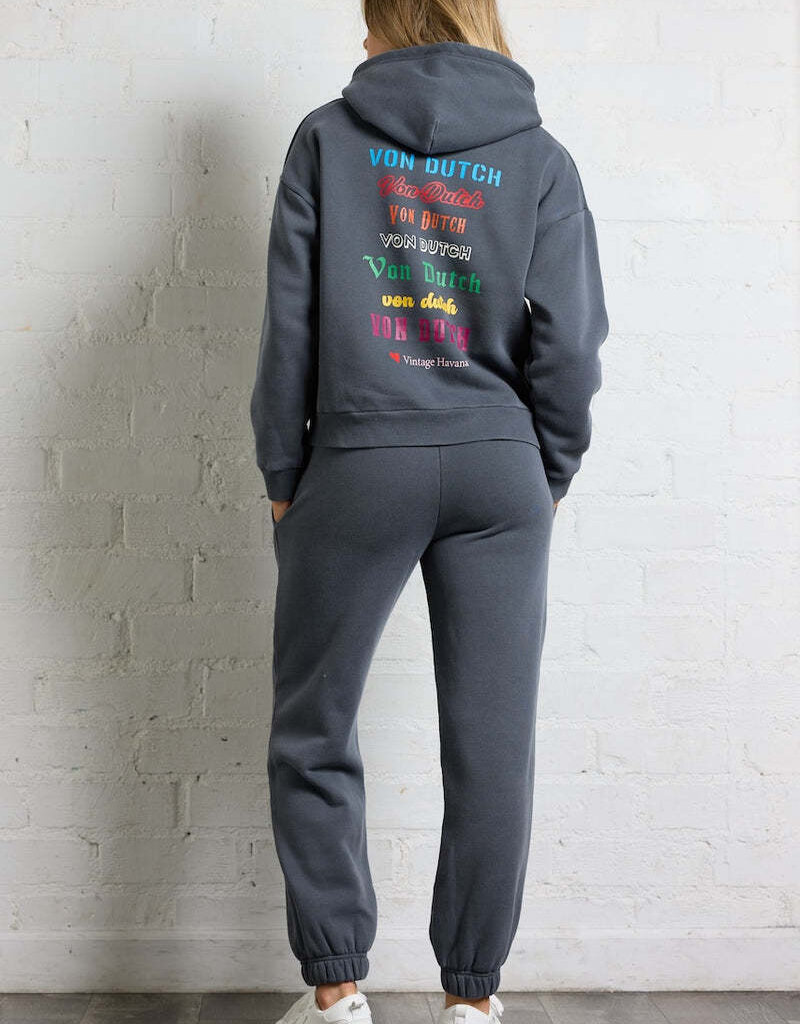 Von Dutch Hoodie Sweatshirt w/ Multi Color Print