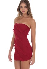 Lucy In The Sky Mesh Strapless Ruffle Mini Dress