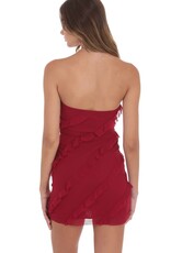 Lucy In The Sky Mesh Strapless Ruffle Mini Dress