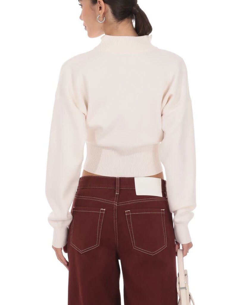 Lucy In The Sky Knit Mock Neck Zip Up Cardigan