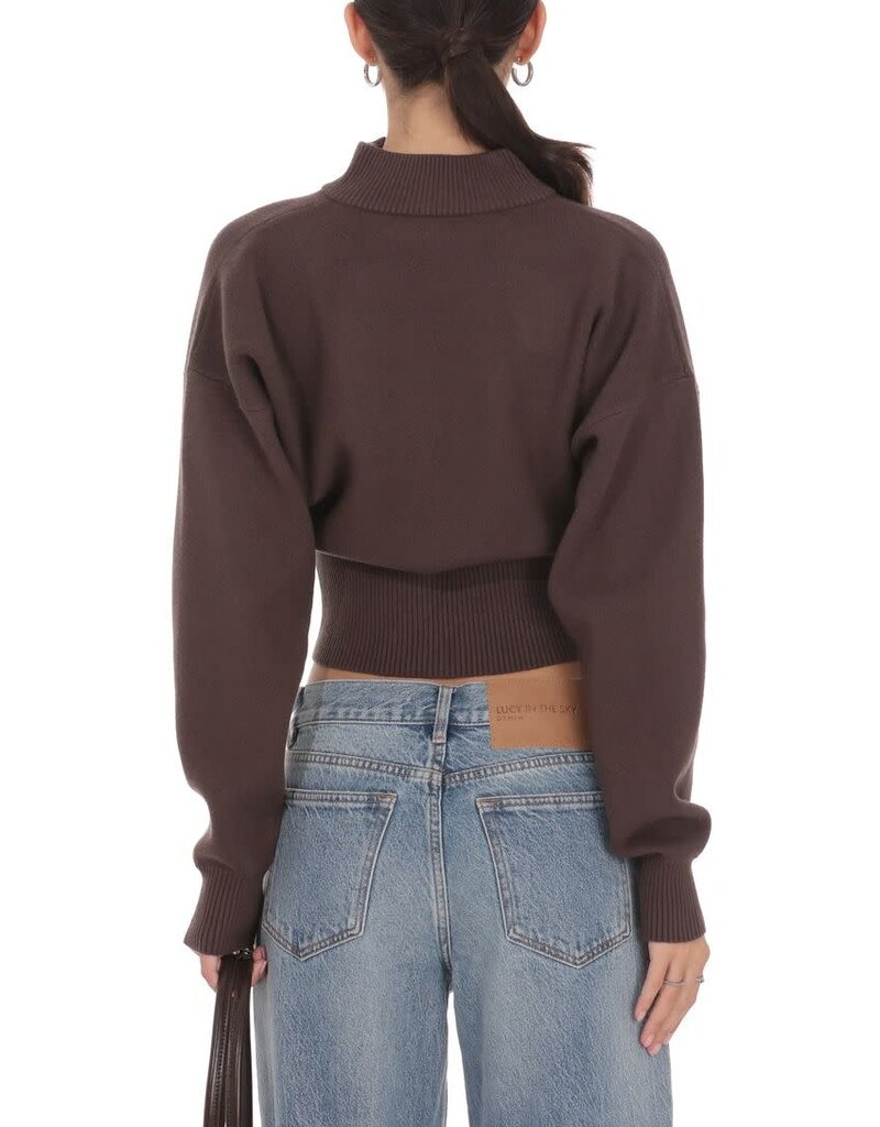 Lucy In The Sky Knit Mock Neck Zip Up Cardigan