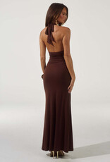 Arina Halter V Neck Maxi Dress
